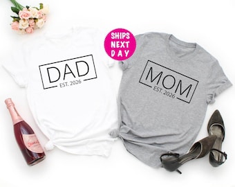 Maman Est. T-shirt 2026, cadeau nouveau-né, faire-part de mariage