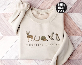 Hunting Season Sweatshirt, Camo Deer Hunter Hoodie, Rustic Fall Apparel, Mallard Duck Hunting Pullover