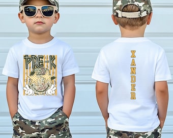 Custom Pre K Camo Shirt, Personalized Boys Back to School Tee, Funny Student Apparel