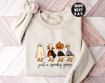 Just a Spooky Goose Sweatshirt, Funny Halloween Geese Hoodie,  Spooky Season Costumes Sweat