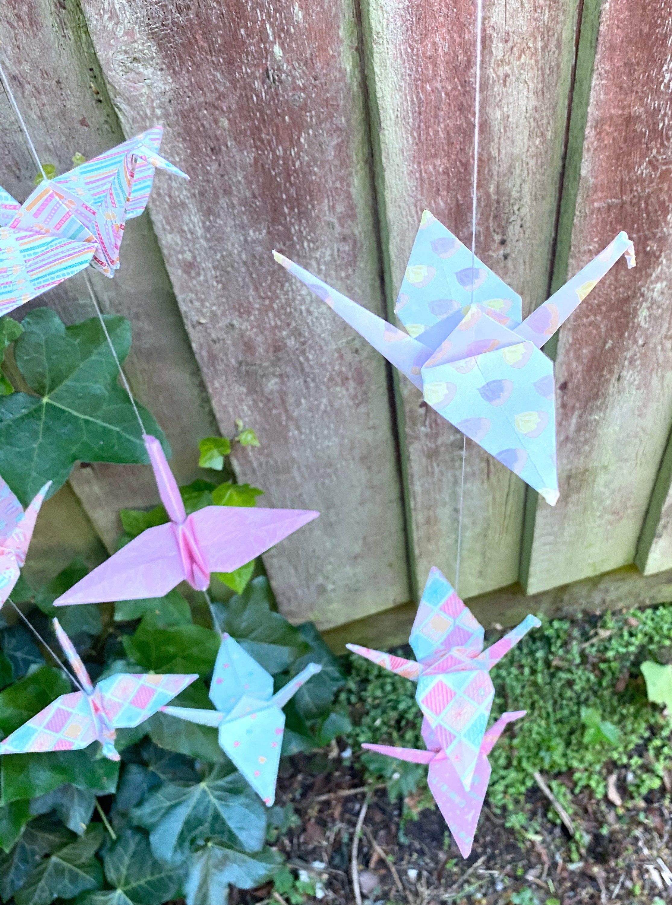 Origami Crane Garland Fun Pattern UK Cranes 6 Cranes Multi Etsy