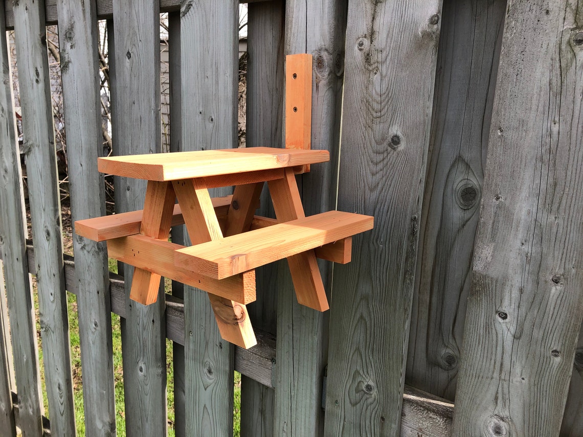 Squirrel Picnic Table Bird Feeder Hanging Garden Décor Etsy Canada