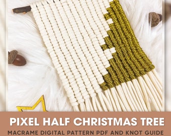 Macramépatroon PDF-zelfstudie Digitale download Pixelkerstboom: doe-het-zelfdecoratie