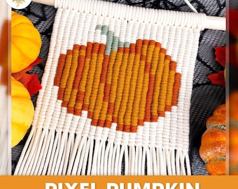 Macrame Pattern PDF Tutorial Digital Download  Pixel Halloween Pumpkin: DIY Decor