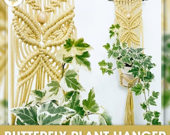 Macrame Butterfly Plant Hanger Pattern  / Plant Hanger/ Butterfly Pattern / Macrame tutorial / Wall decor / How to/ Tutorial / Pdf