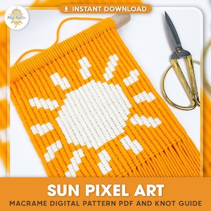 MACRAME PIXEL SUN pattern / Macrame pattern/ Macrame guide / Macrame tutorial / wall decor / How to tutorial / Pdf/ Diy pattern/ Handmade