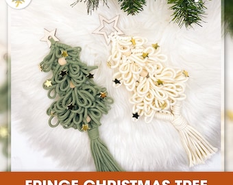 Macrame Pattern PDF Tutorial Digital Download Christmas Tree : Fringe Ornament DIY