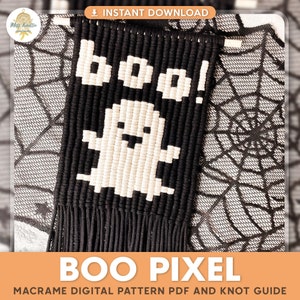 Motif HALLOWEEN BOO en macramé / Décoration d'Halloween / Guide en macramé / Tutoriel en macramé / Tutoriel pratique / Pdf/ Patron à faire soi-même/ Fait main