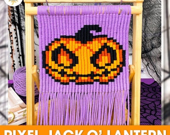 Macrame Pattern Pixel Jack O'Lantern : Halloween Decor (PDF Pattern)