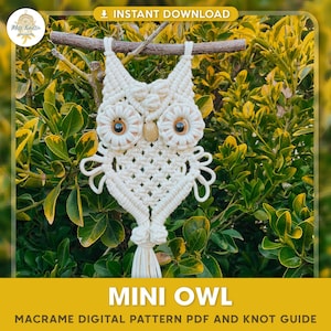 MACRAME MINI OWL / Pdf Pattern / Home Decoration/ Macrame tutorial / Macrame pattern / How to tutorial / Macrame Diy /  Macrame Pdf