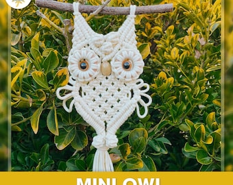 Patrón de macramé Búho: Decoración DIY para principiantes (descarga digital en PDF)