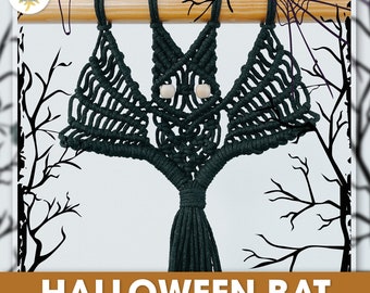 MOTIF EN MACRAMÉ / Chauve-souris d'Halloween/ Décoration d'Halloween/ Décoration de Thanksgiving/ Tutoriel en macramé / Décoration murale / Tutoriel pratique / DIY / Pdf