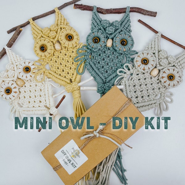 DIY Kit - Macrame Mini Owl - Create Your Own Kit/ Macrame Kit/ Macrame Pattern/ Handmade Kit/ DIY Kit/ Diy Kit