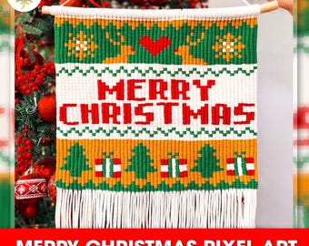 Macrame Pattern Christmas Pixel Art : DIY Decor (PDF digital download)