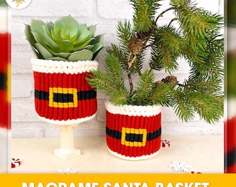 Macrame Pattern Santa Basket: Christmas Decor Tutorial (PDF digital download)