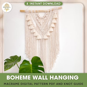 Macrame Pattern Boho Wall Hanging : Beginner Guide (PDF digital download)