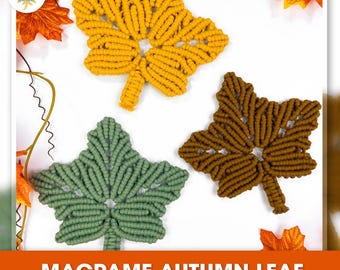 Tutoriel PDF en macramé à téléchargement numérique Feuille d'automne : décoration d'Halloween à faire soi-même (PDF)