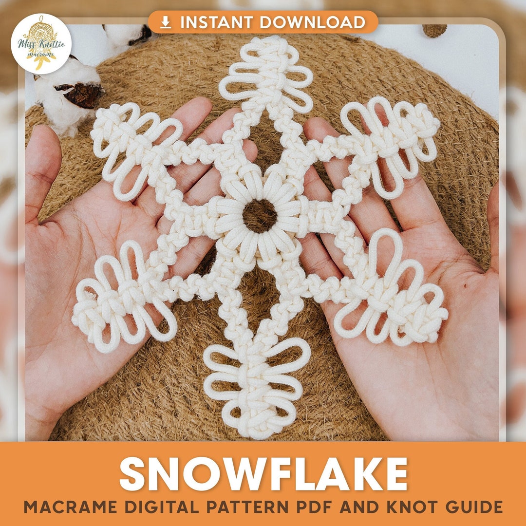 Macrame Snowflake Pattern Macrame Pattern Snowflake: Christmas Ornament Tutorial (PDF Digital ...