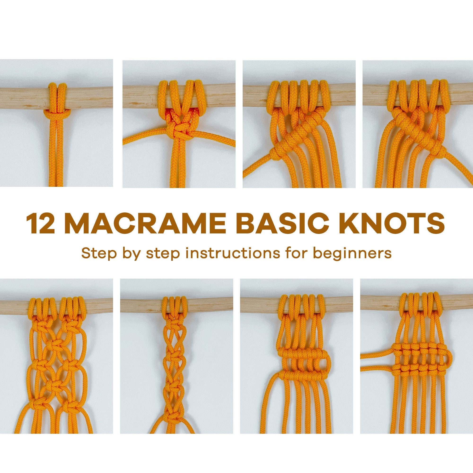 Aanhoudend wastafel servet Macrame Knot Guide PDF With 12 Knots Explained Knot Tutorial - Etsy