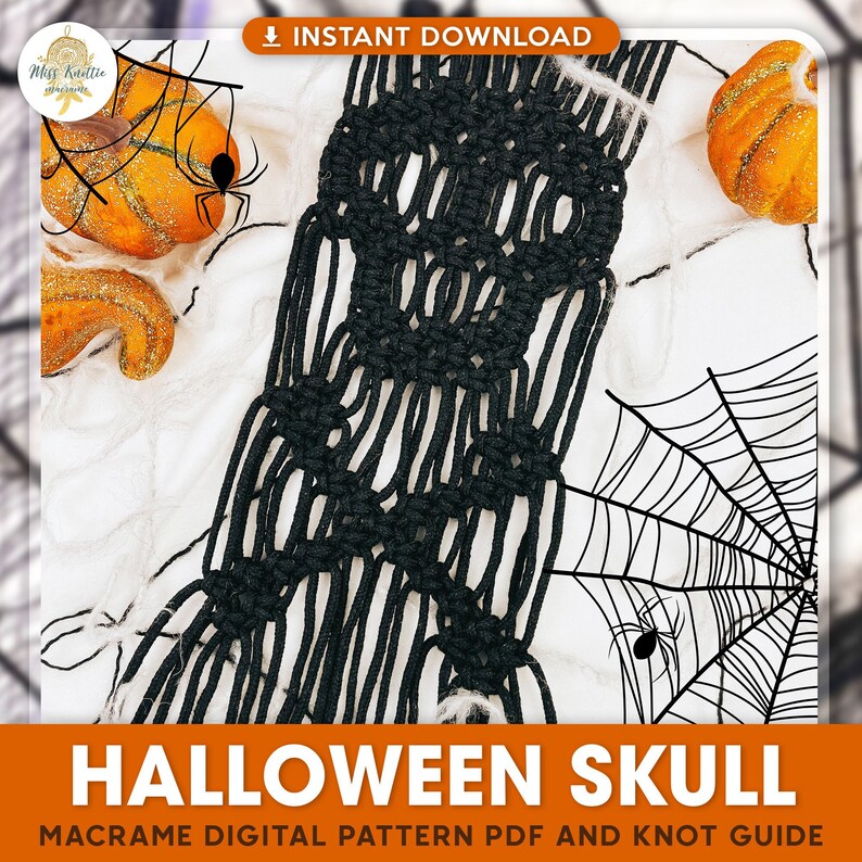 Macrame Spider Pattern Macrame Pattern Halloween Skull: DIY Wall Decor (PDF Digital Download ...