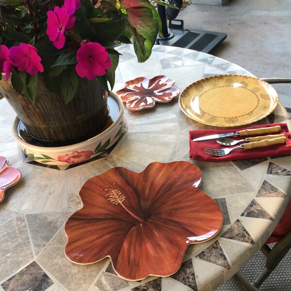 Hibiscus Serving Platter - Flower Shaped - Precidio Melamine