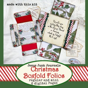 Christmas Boxfold Folios, set of 2 digital folios, gift card holder, junk journaling ephemera