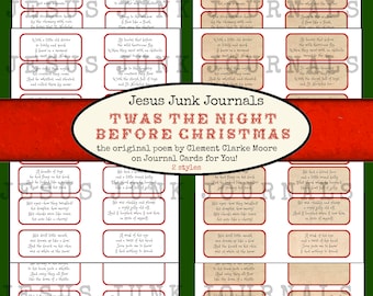 Twas the Night Before Christmas, Journal Cards, Jesusjunkjournals, Christmas ephemera