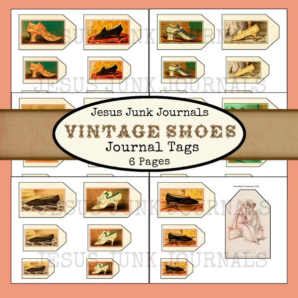 Vintage Shoes Journal Tags Junk Journal Tags