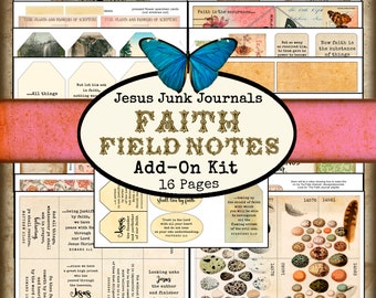 FAITH Field Notes Junk Journal, digital kit, Jesusjunkjournals
