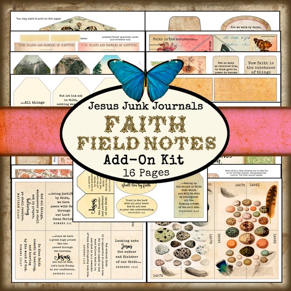 FAITH Field Notes Junk Journal, digital kit, Jesusjunkjournals