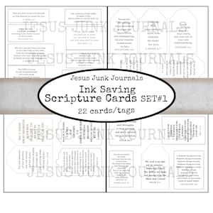 Jeu de cartes et d'étiquettes d'écriture d'économie d'encre #1, Jesusjunkjournals, écritures, journalisation indésirable, journal de foi