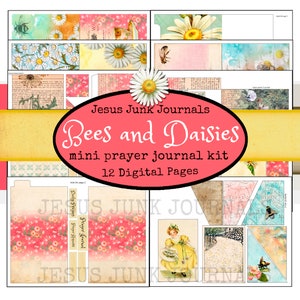 Bees and Daisies Mini Prayer Journal digital kit, using file folders