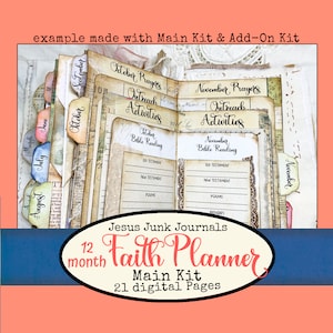 Faith Planner-Main Kit, planejador de 12 meses, mantenha-se espiritualmente no caminho certo, um registro de sua vida de fé, ajuda você a ser responsável