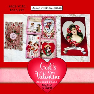 God&#39;s Valentine Boxfold Folio digital kit for junk journals and more