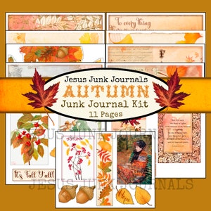 AUTUMN Junk Journal digital kit, Fall pages and ephemera