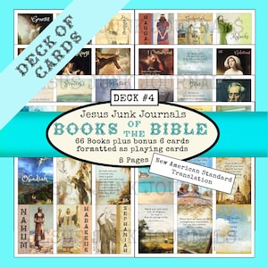 Baraja de cartas de los Libros de la Biblia, 72 cartas, versión NAS, 8 páginas, imprimible digitalmente