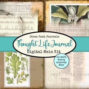 Kit principal do THOUGHT LIFE Digital Junk Journal, encontre a paz