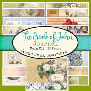 Kit principal do diário do livro de João, diário digital de lixo, Jesusjunkjournals