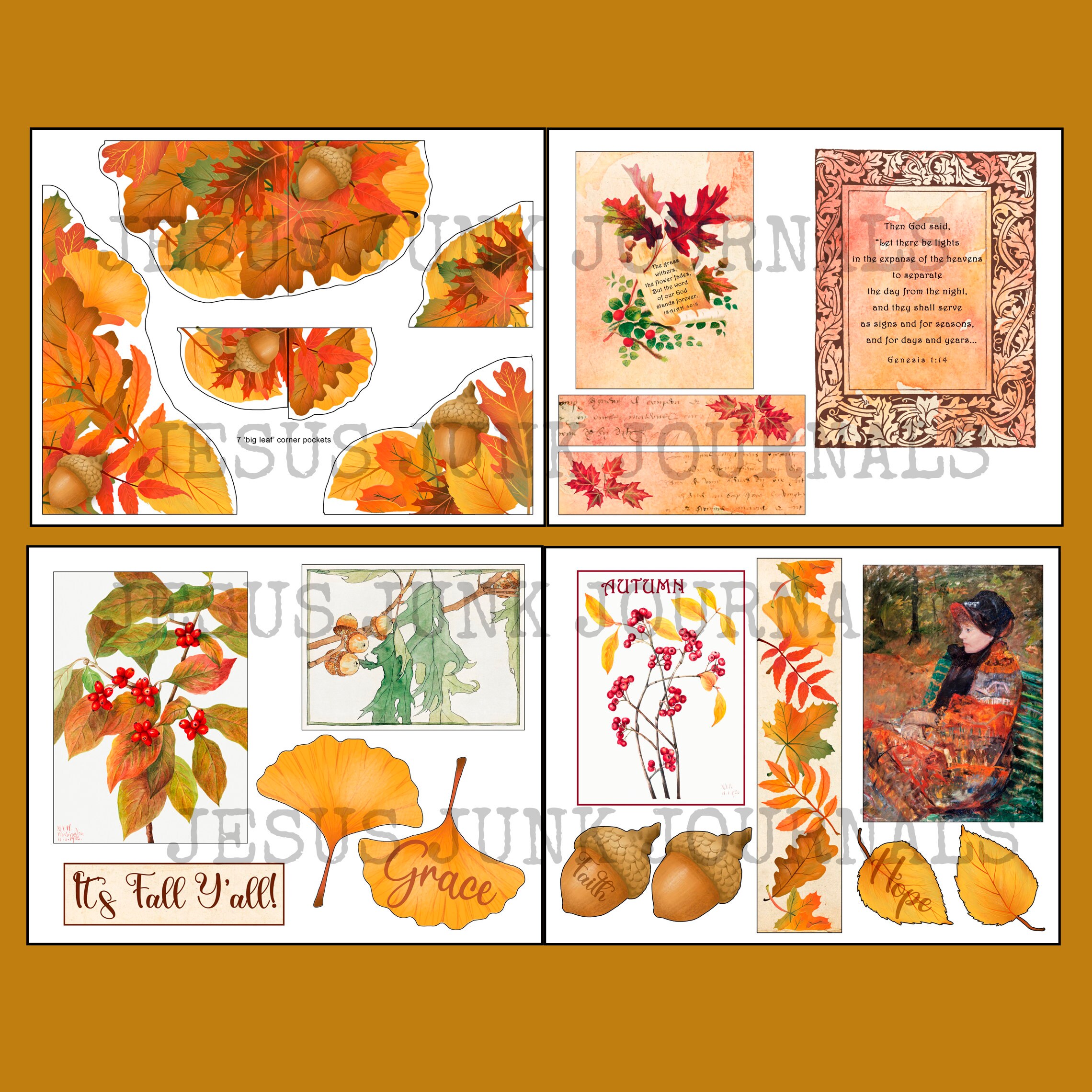AUTUMN Junk Journal Digital Kit, Fall Pages and Ephemera - Etsy