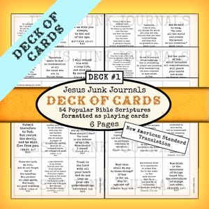 Baraja digital de cartas, SET n.º 1, incluye escrituras bíblicas populares en la versión NASB: 54 cartas