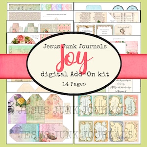 JOY Junk Journal Add-On Kit, 80 pieces of ephemera, Jesusjunkjournals