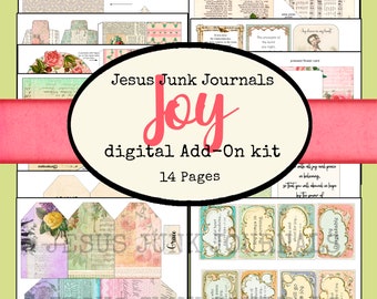 JOY Junk Journal Add-On Kit, 80 pieces of ephemera, Jesusjunkjournals