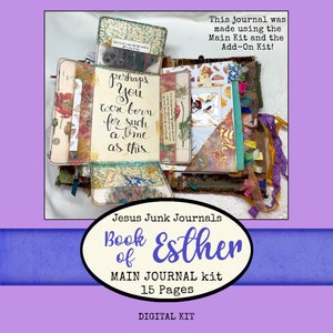 Kit de diário principal do livro de Ester, diário de lixo, kit digital, Jesusjunkjournals