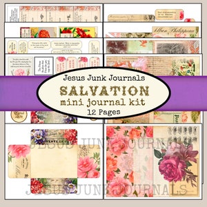 SALVATION Mini-Journal Kit, 12 pages all-inclusive digital download, Jesusjunkjournals, Pam Sledd