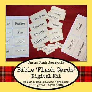 Tarjetas bíblicas para diarios basura, efímera cristiana, kit digital
