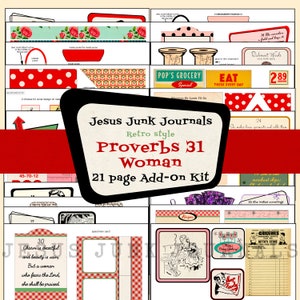 Księga Przysłów 31 Kobieta Styl Retro 21 stron Zestaw dodatkowy autorstwa Jesusjunkjournals