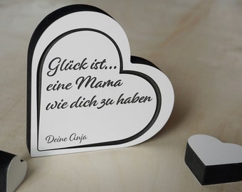 Geschenk Hochzeit, Geburtstag. Herz mit Gravur, personalisiert. Wohndeko in schwarzweiß