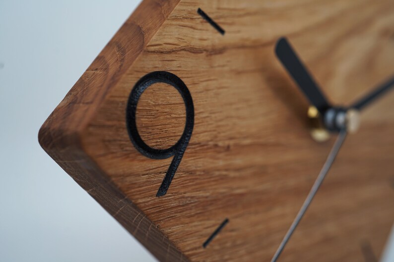 Reloj de pared de roble, moderno, minimalista, único, 15 cm, idea de regalo, mobiliario para el hogar, decoración imagen 8