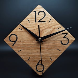 Reloj de pared de roble, moderno, minimalista, único, 15 cm, idea de regalo, mobiliario para el hogar, decoración Lang
