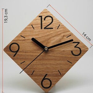 Reloj de pared de roble, moderno, minimalista, único, 15 cm, idea de regalo, mobiliario para el hogar, decoración imagen 6